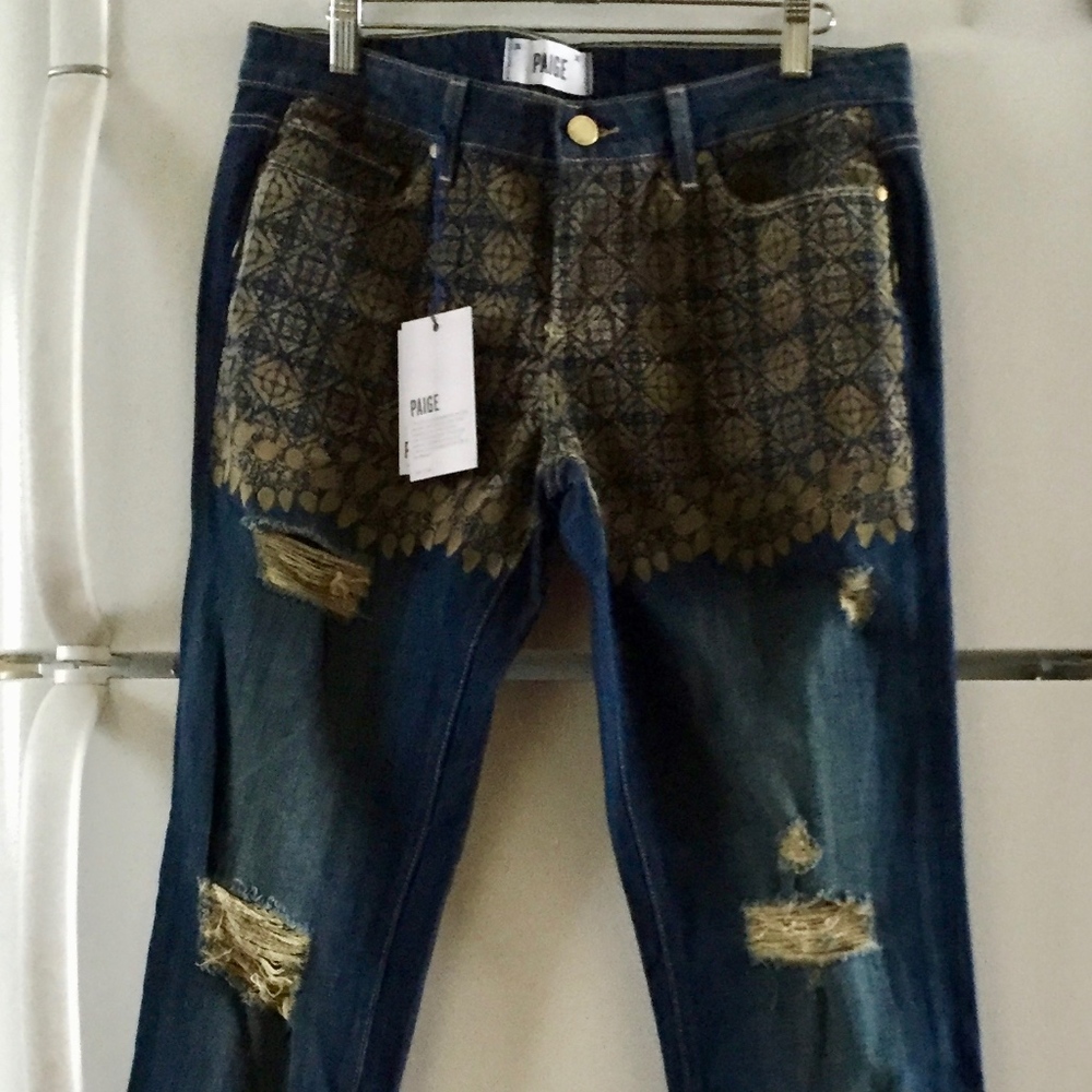 Paige Denim Jimmy Jimmy Gold Boyfriend Skinny New